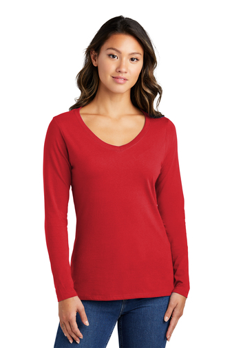 Port & Company Ladies 4.5-ounce, 100% Cotton Long Sleeve Fan Favorite V-Neck T-shirt